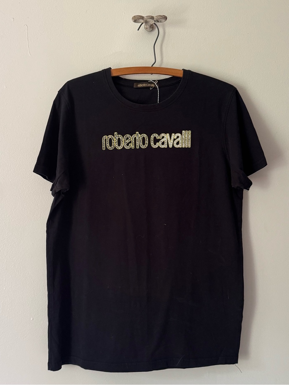 Vintage Roberto Cavali Black Logo Graphic T-Shirt.
